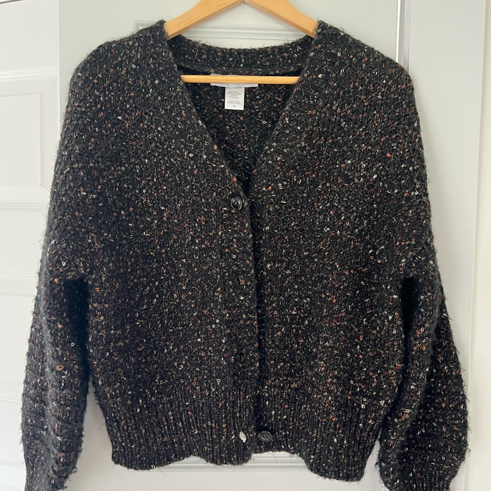 Women's Black Tweed Cardigan Sweater